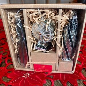 M&S Home 3 Novelty Glass London Eye Shard Cherkin Christmas Ornaments Set